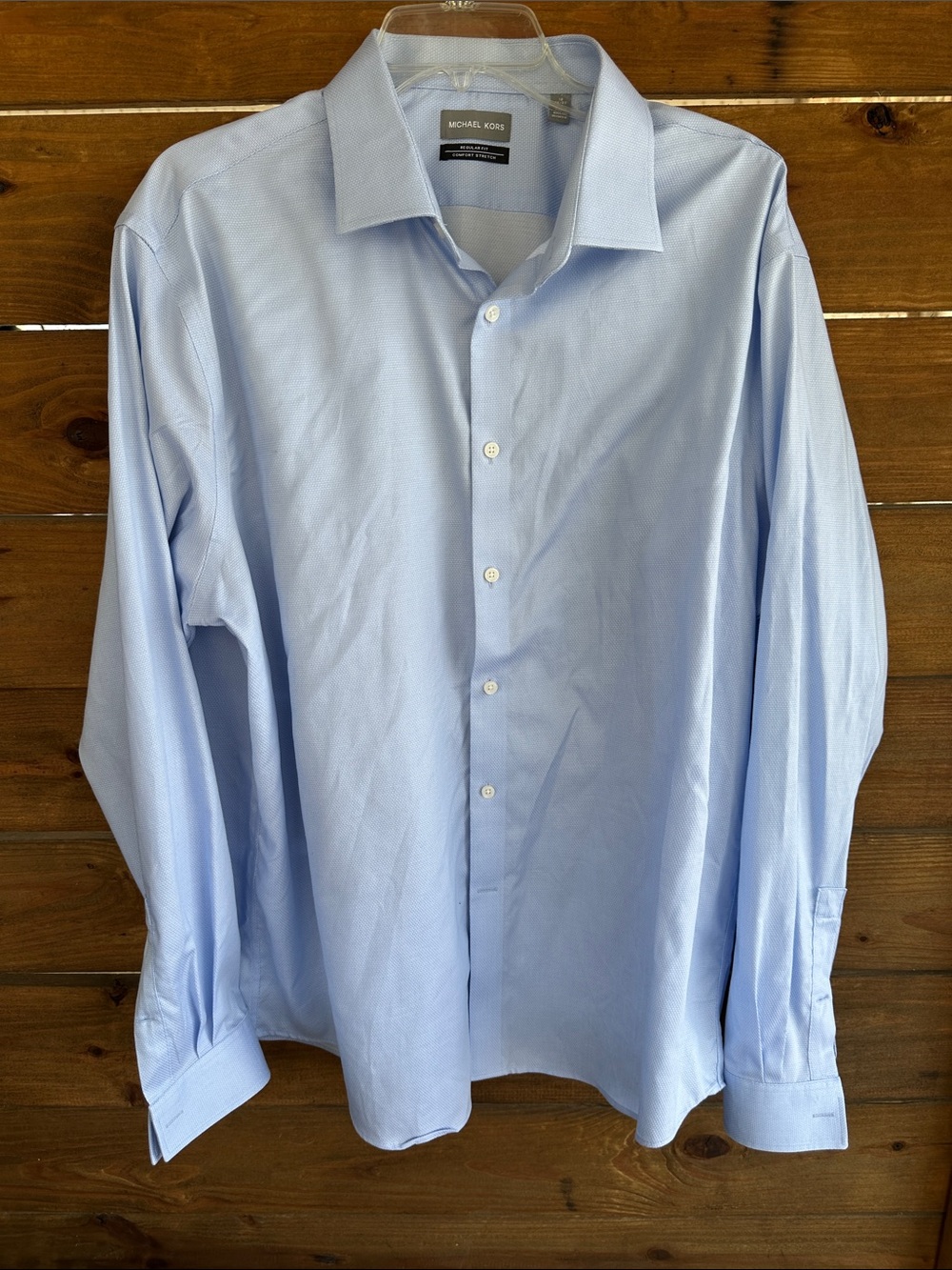 Michael Kors blue textured long sleeve button down dress shirt XL